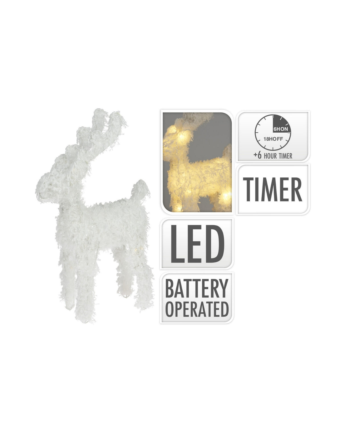 Reindeer 37cm with 15 LED lights