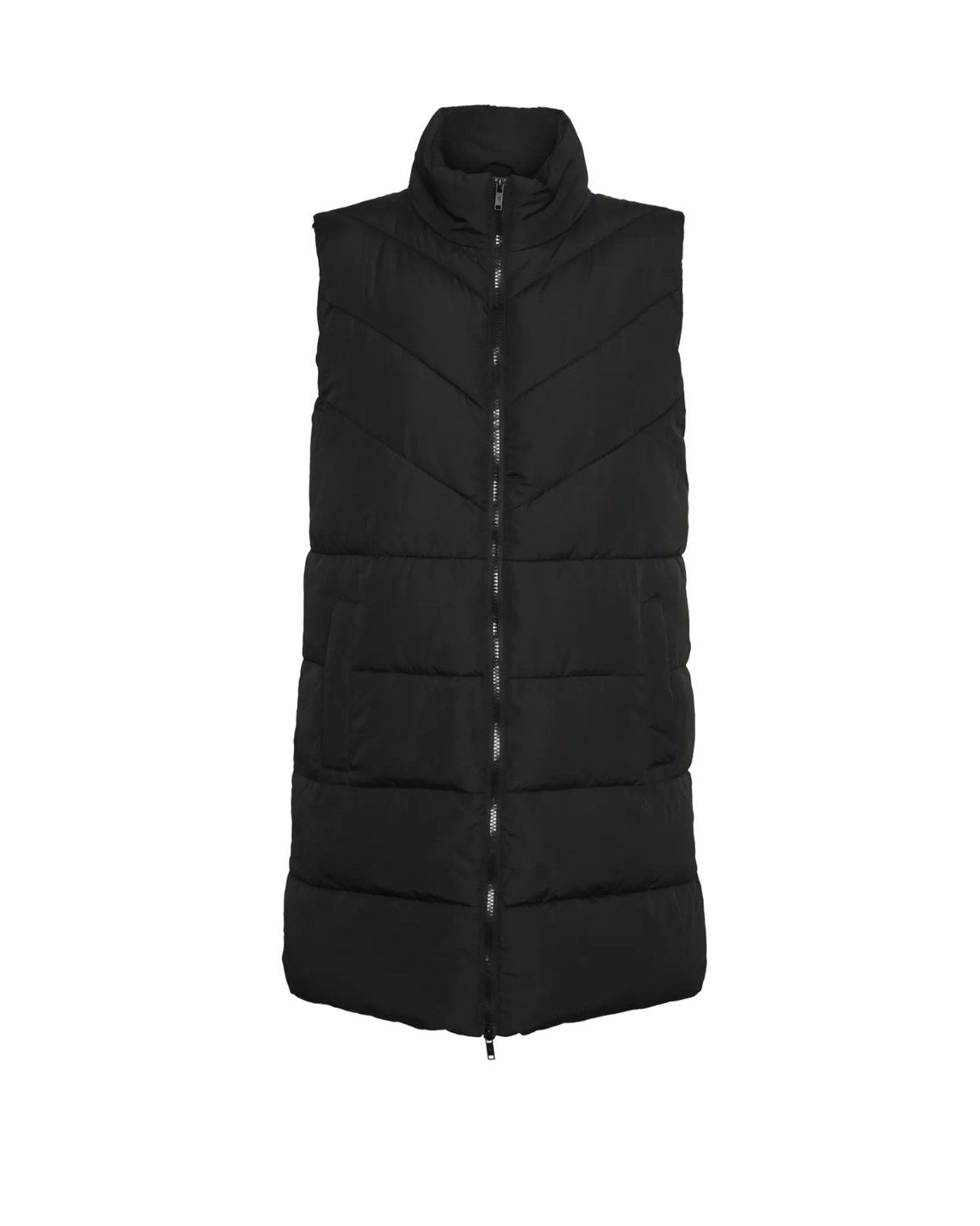 Sort - black - Noisy May - lang frakke vest - 27017058