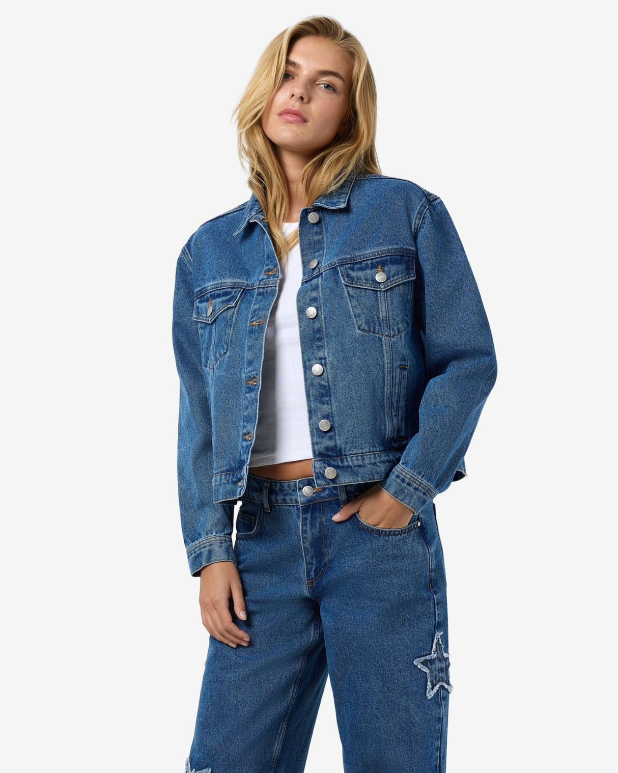 Blå - Medium Blue Denim - Noisy May - Jakke - 27035102