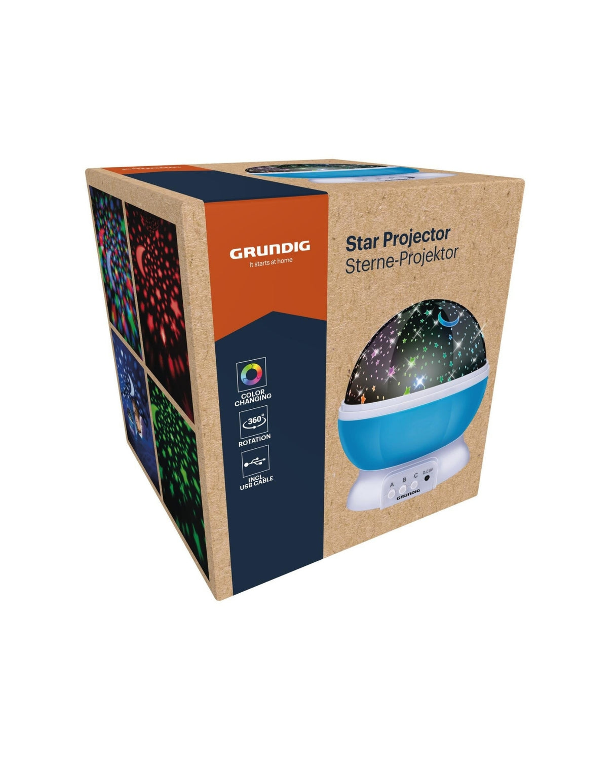 Projektor natlampe med stjerner