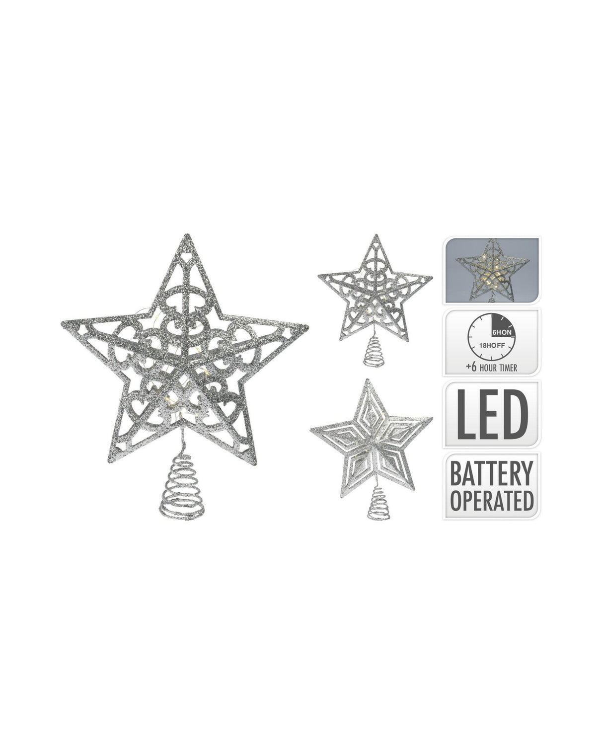 Top star in Silver 30cm with 10 LED lights