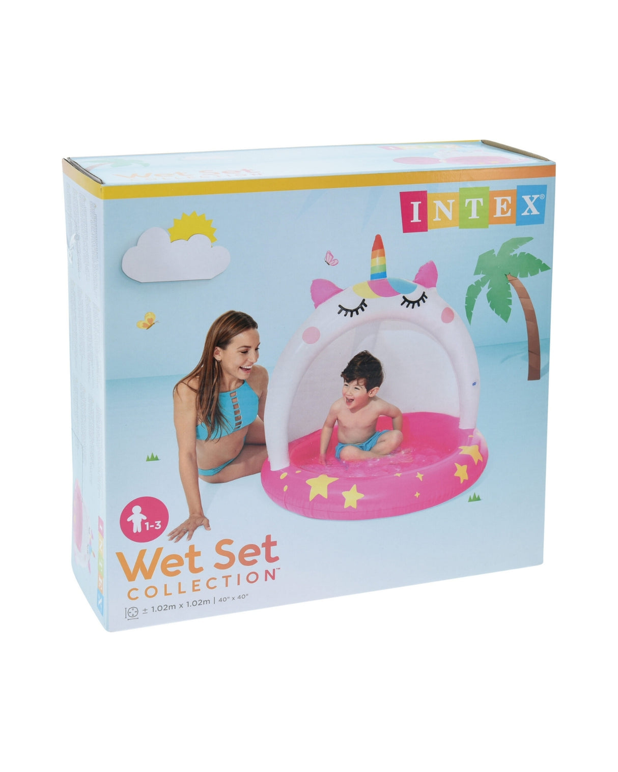 Babypool med solskærm – Enhjørning-design