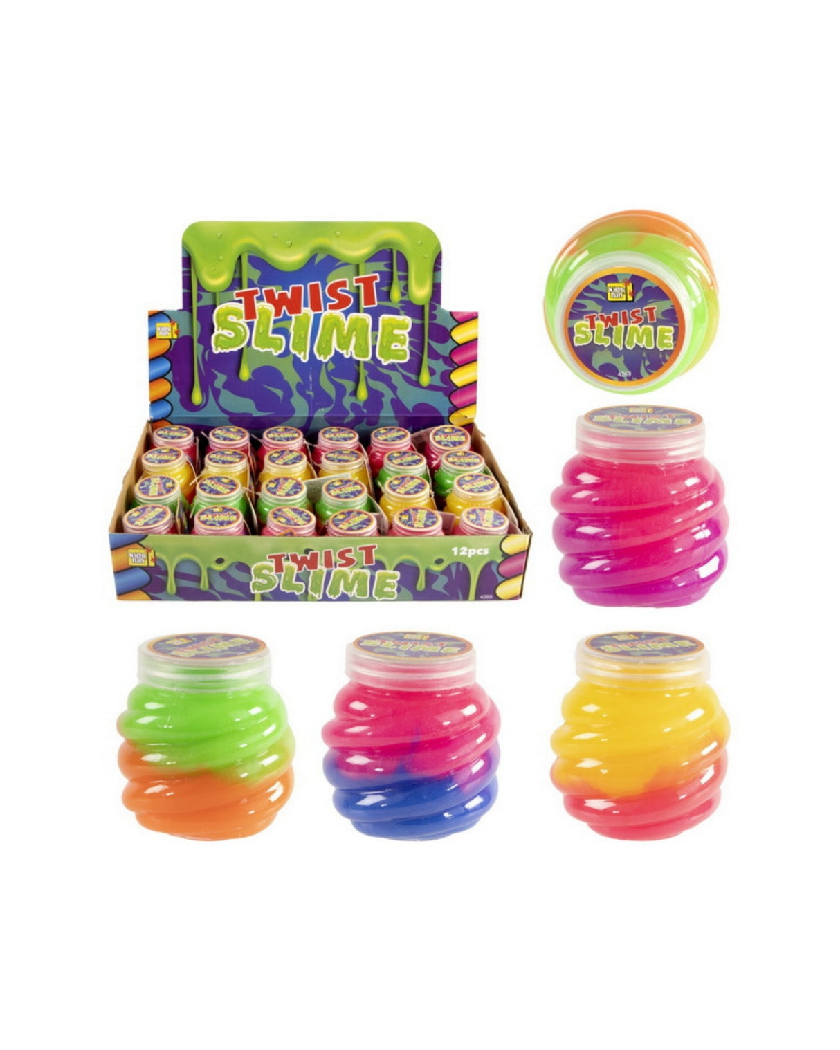 Slime/Putty Twist 74 Gram, Farver 4 Gange Geass