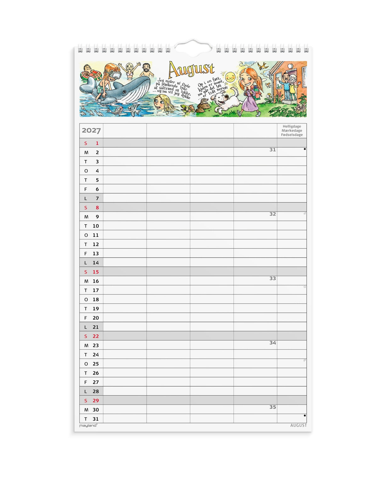 Familiekalender Otto Dickmeiss & Lilja Scherfig 4 kolloner 2027
