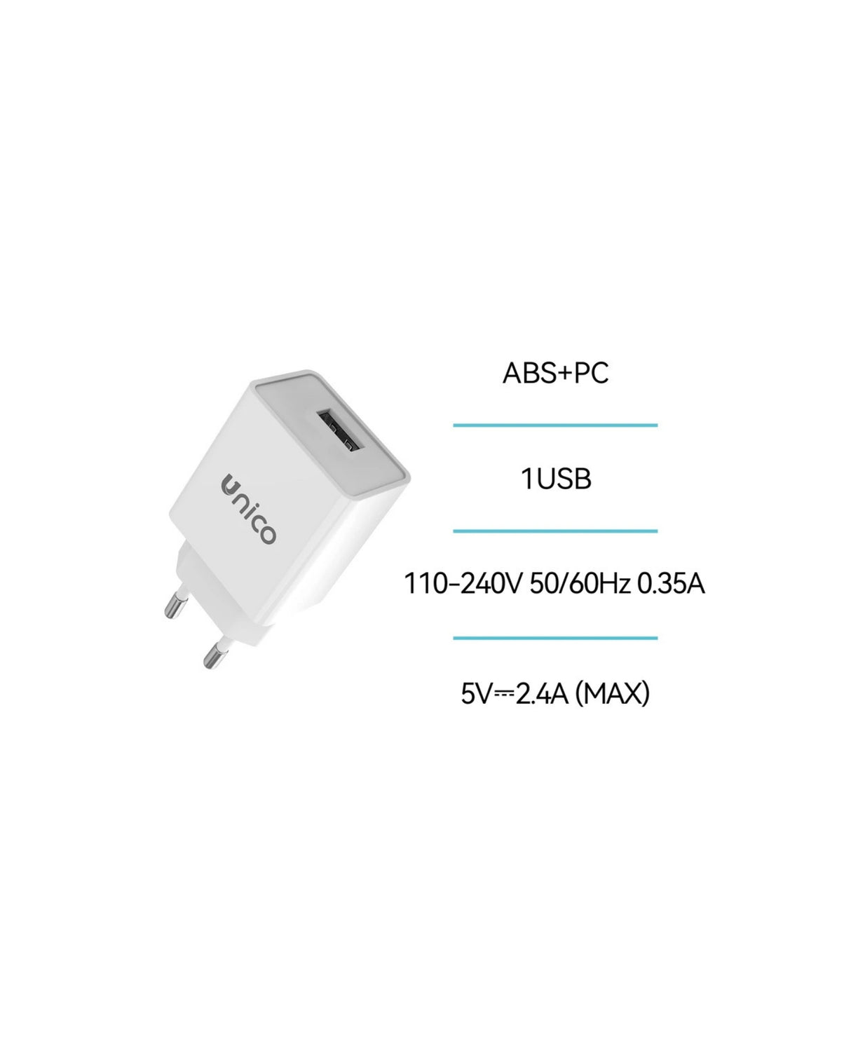 USB Oplader 2,4A – Hvid