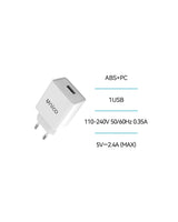 USB Oplader 2,4A – Hvid