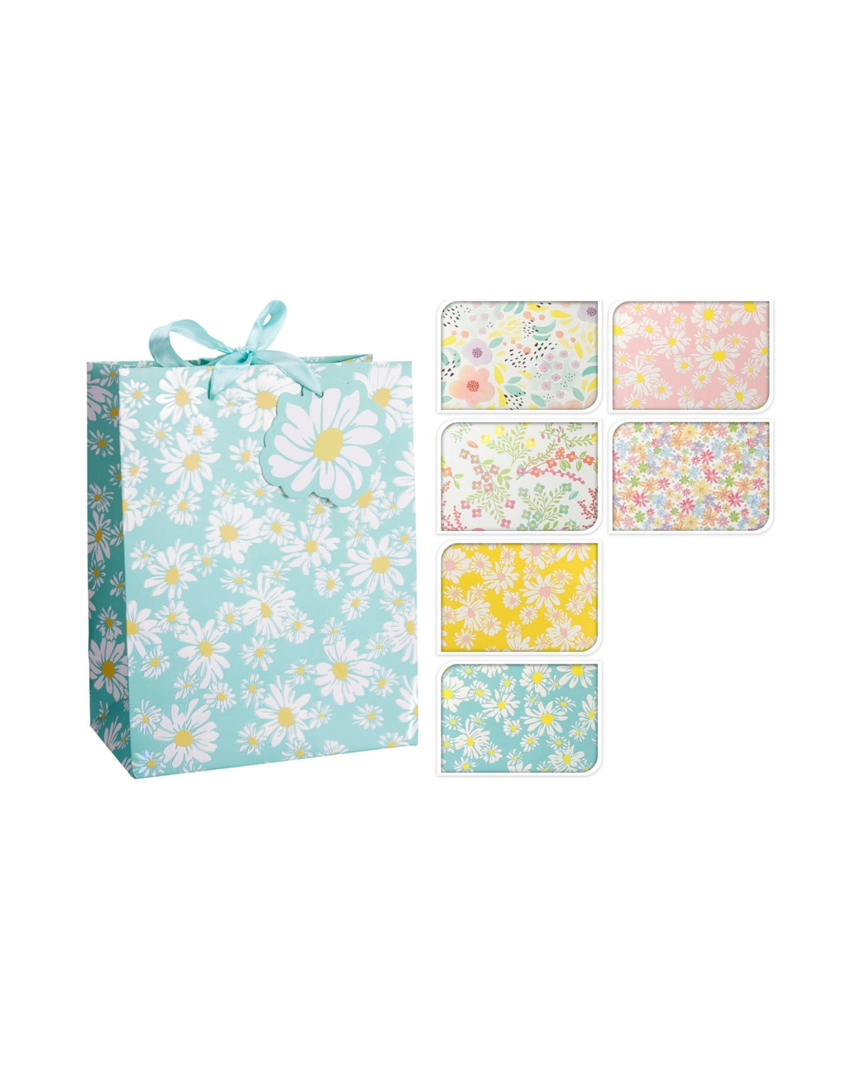 Lille gavepose med blomsterdesign – 23 x 18 x 10 cm