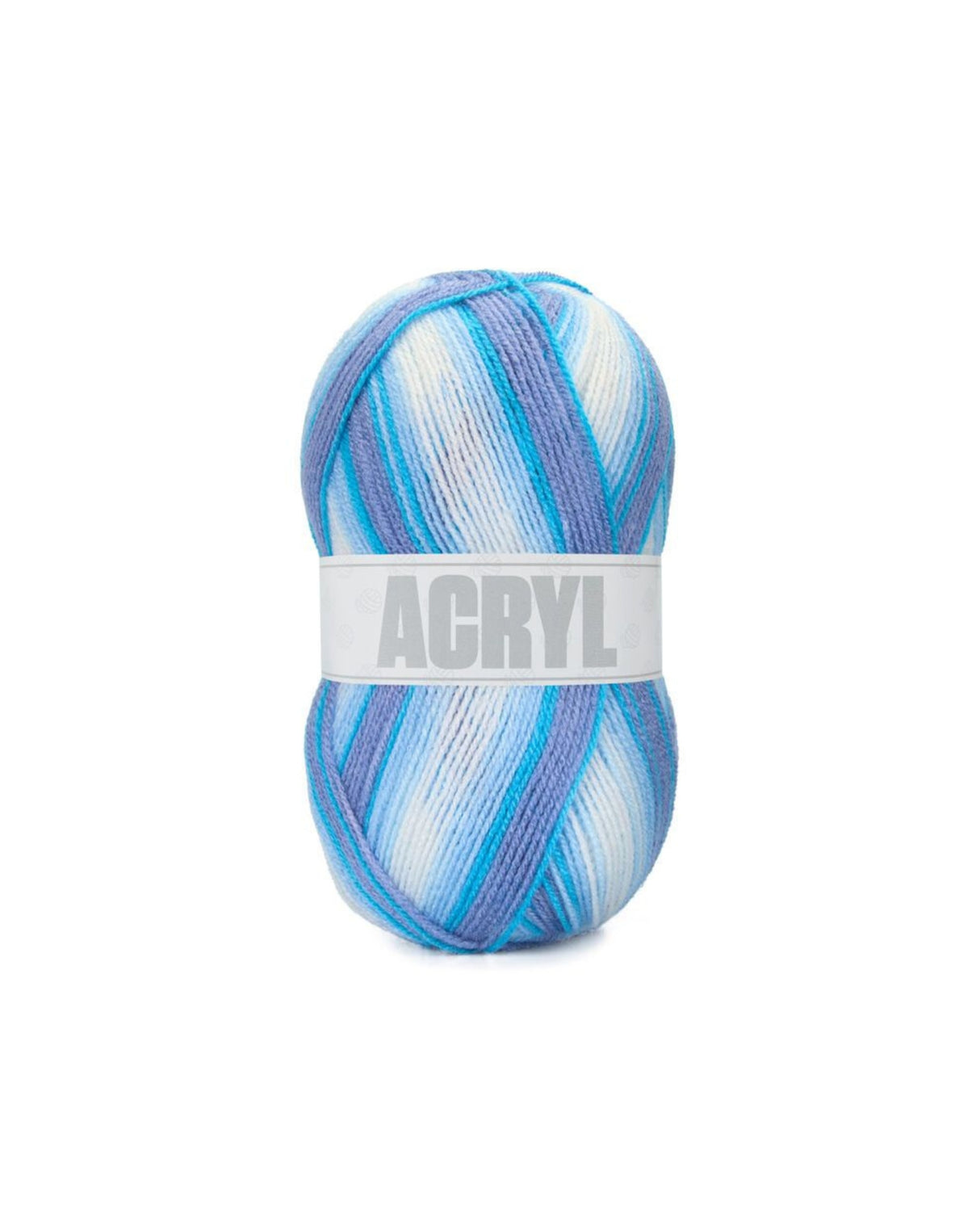 BUMBO akrylgarn Print fv.104 - Hvid/Blå 150g.