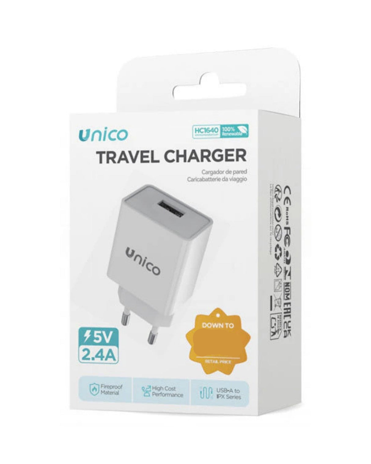 USB Oplader 2,4A – Hvid
