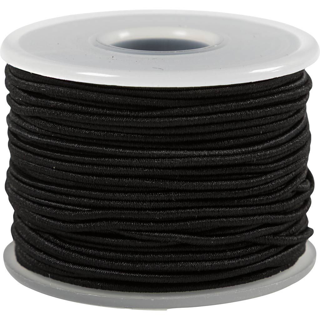 Elastic cord 1 mm - White 25 meters - Round fabric elastic