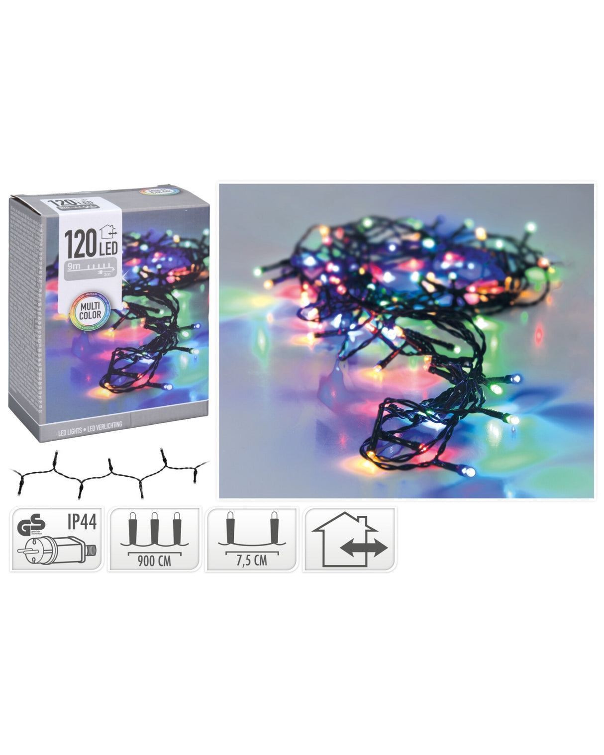 Lyskæde 120 LED lys udendørs / indendørs - Multicolor