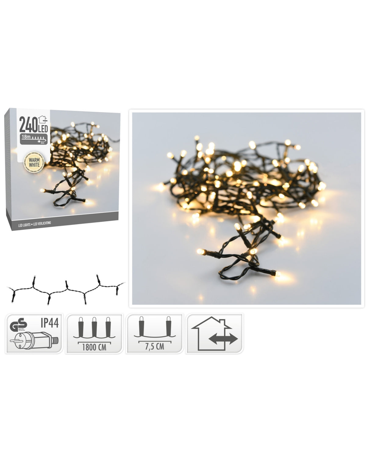 Lyskæde 240 LED lys udendørs / indendørs - Varm hvid