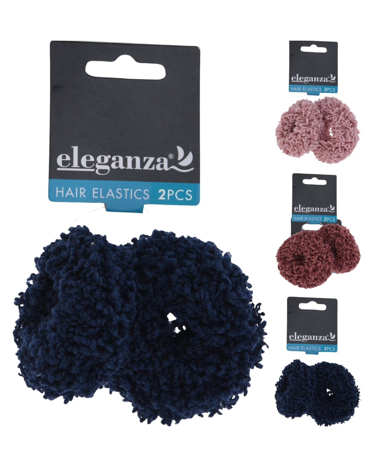 Lyserød/Rødbrun/Navy hårelastikker 2 stk - 4653880