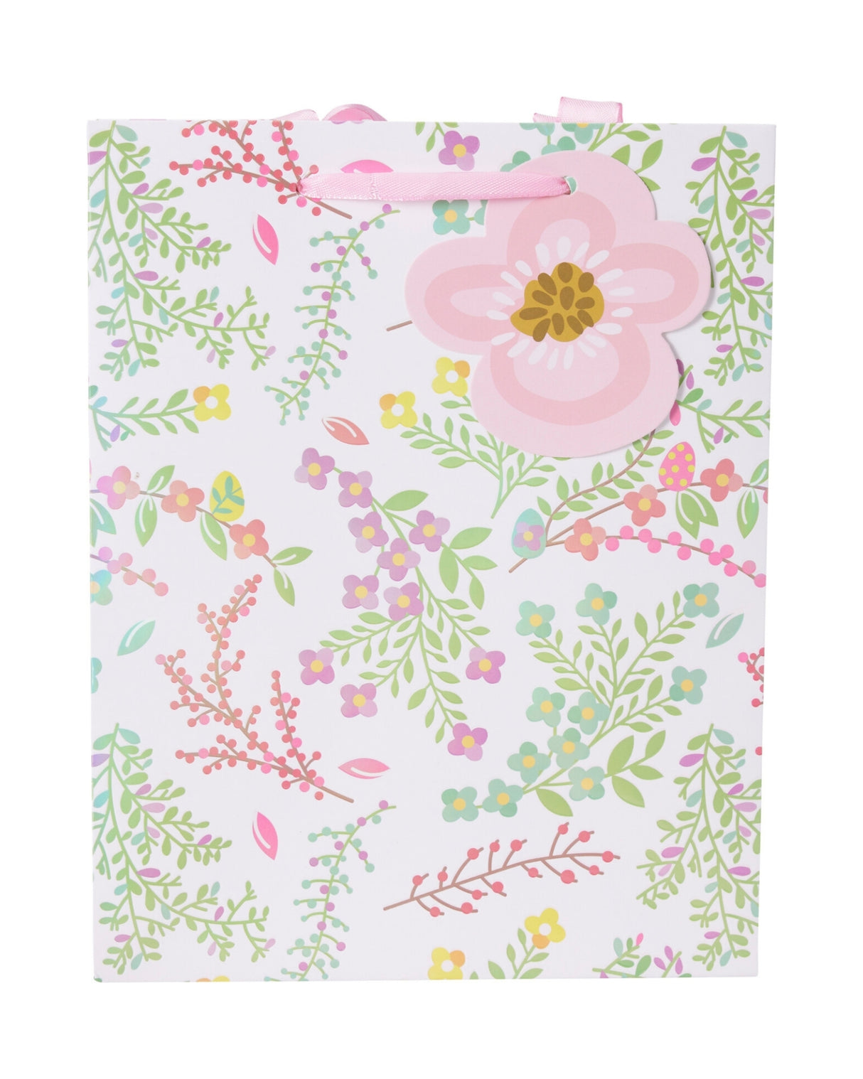 Lille gavepose med blomsterdesign – 23 x 18 x 10 cm