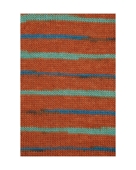 Just Sock Wool 50g - Fv.5 Rust/Petroleumsblå/Tyrkis  - Fra Mayflower