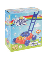 Græsslåmaskine der blæser sæbebobler