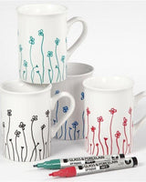 Glas- og porcelænstusch, streg 1-2 mm, halvdækkende, sort, blå, grøn, rød, 4 stk./ 1 pk