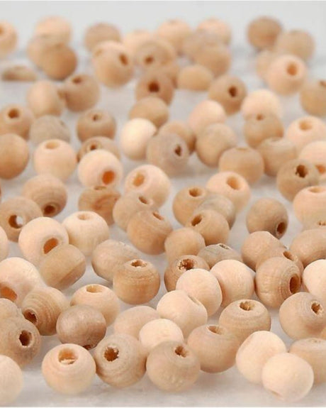 Wooden bead, diam. 5 mm, hole size 1.5 mm, 100 pcs./ 1 pk.