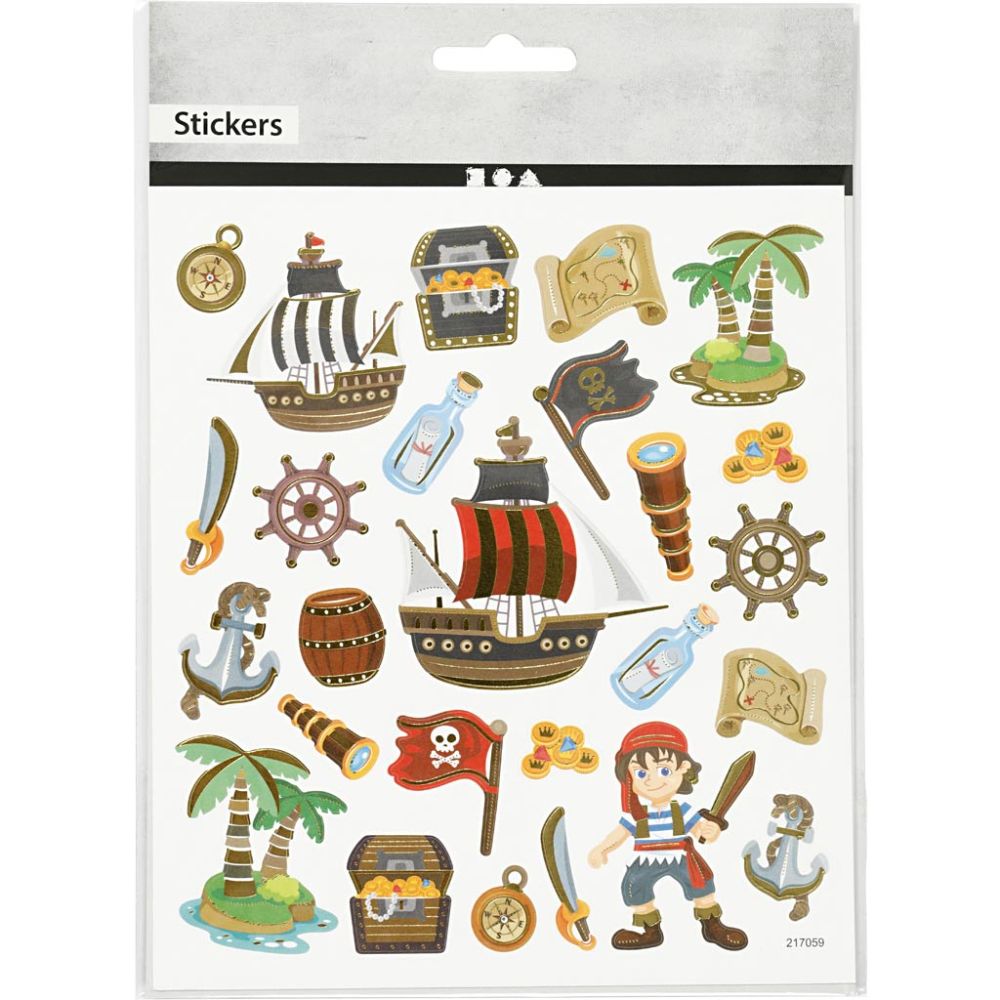 Stickers, pirater, ark 15x16,5 cm, 1 ark