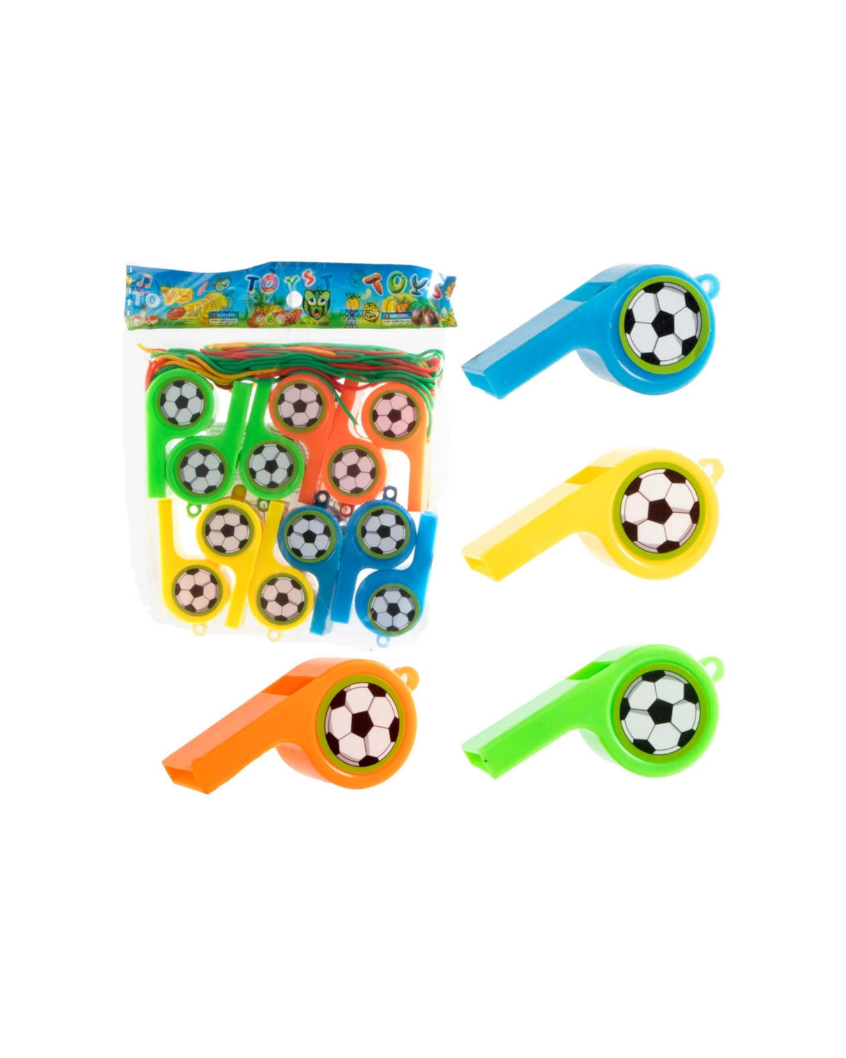 Dommerfløjte med Fodboldmotiv – 5 cm (12 stk.)
