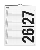 Studie Familie kalender Black and White 5 kolonner