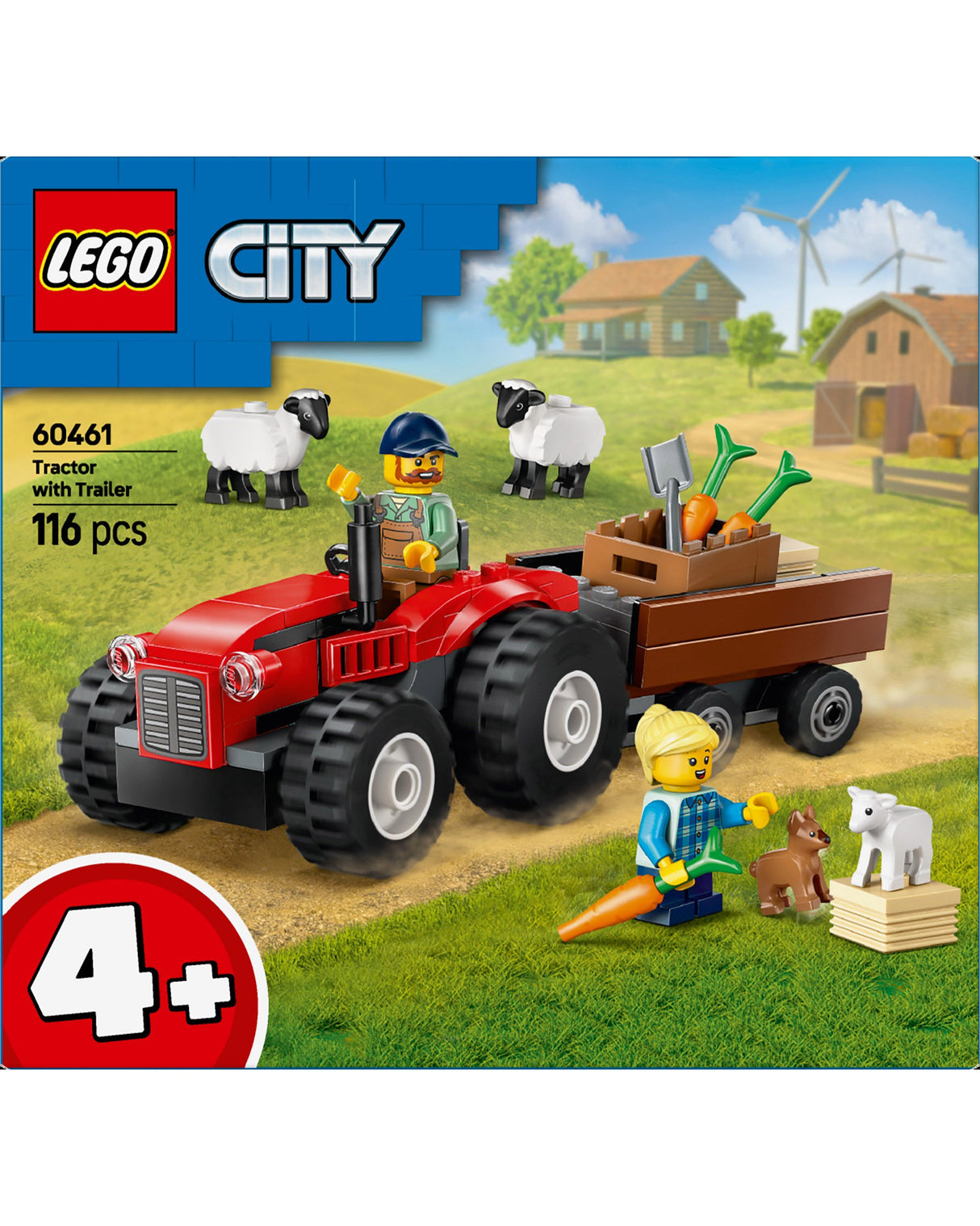 LEGO 60461 Rød traktor med anhænger og får - LEGO City