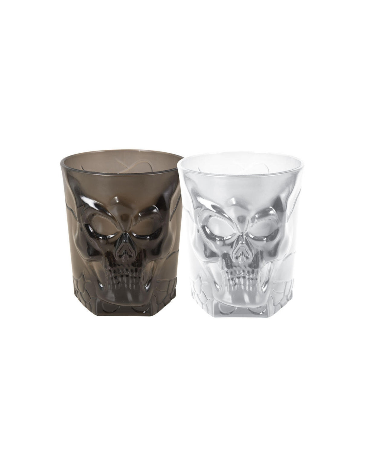 Halloween plastik glas med kranie H 9cm 1 stk