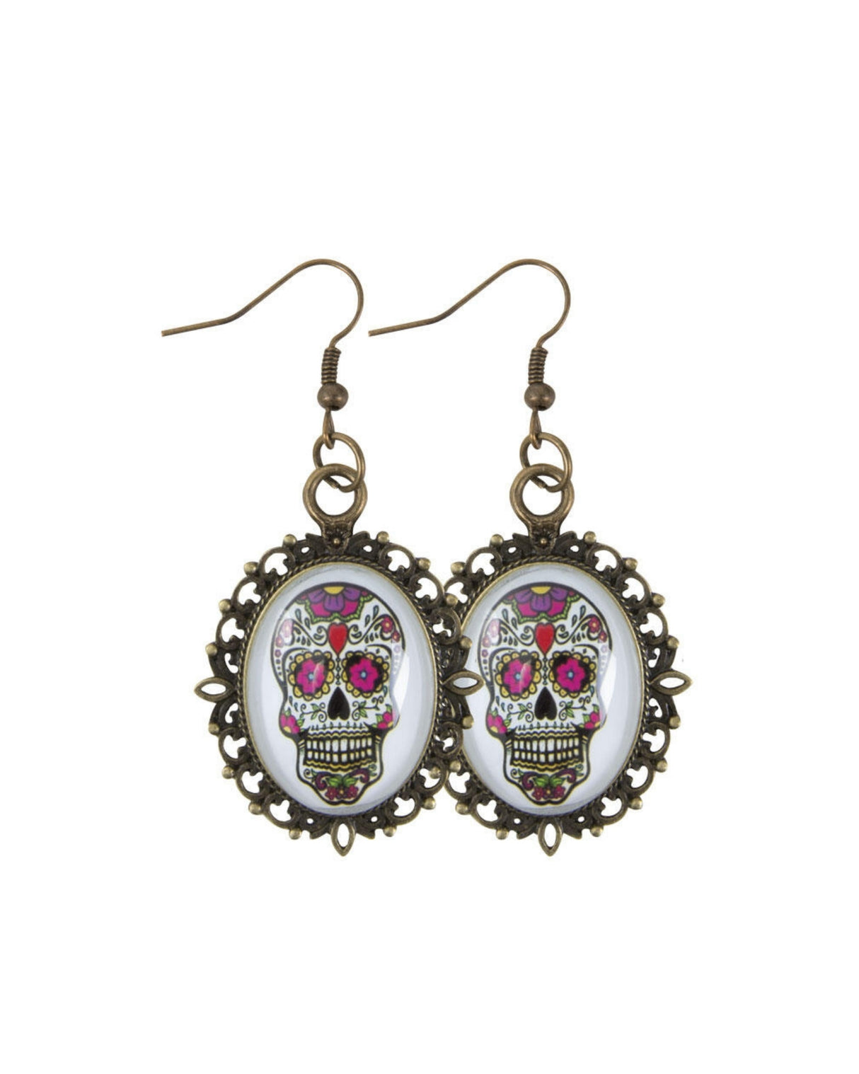 Day of the Dead earrings with medallion