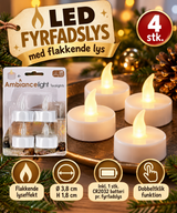 LED Fyrfadslys – 4 stk. med Flakkende Lys