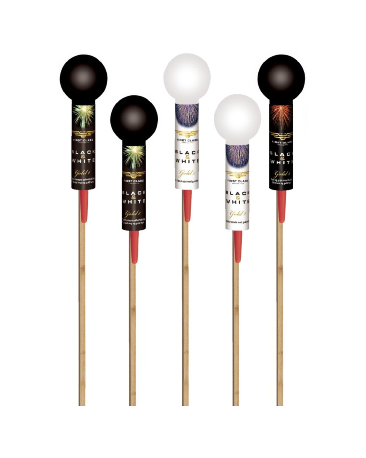 (20) Gold 5 stk 2" kugleraketter