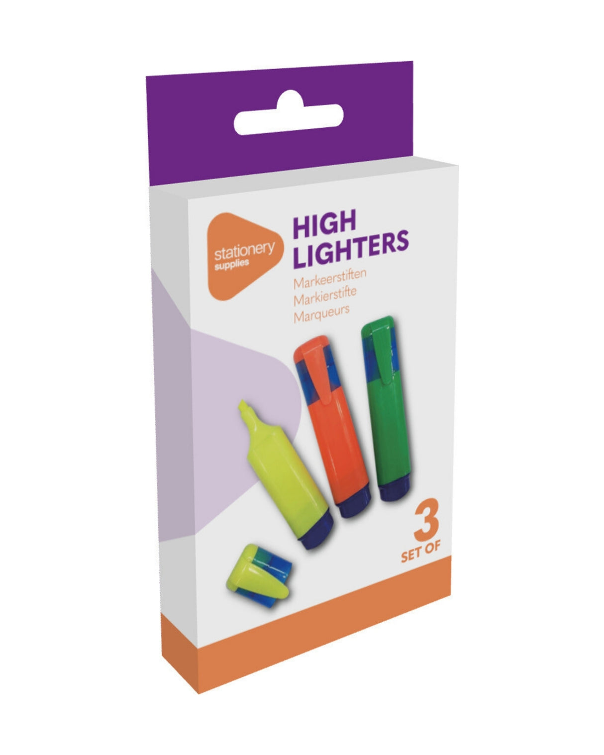 Sæt med 3 overstregningstuscher – Gul, Grøn og Orange