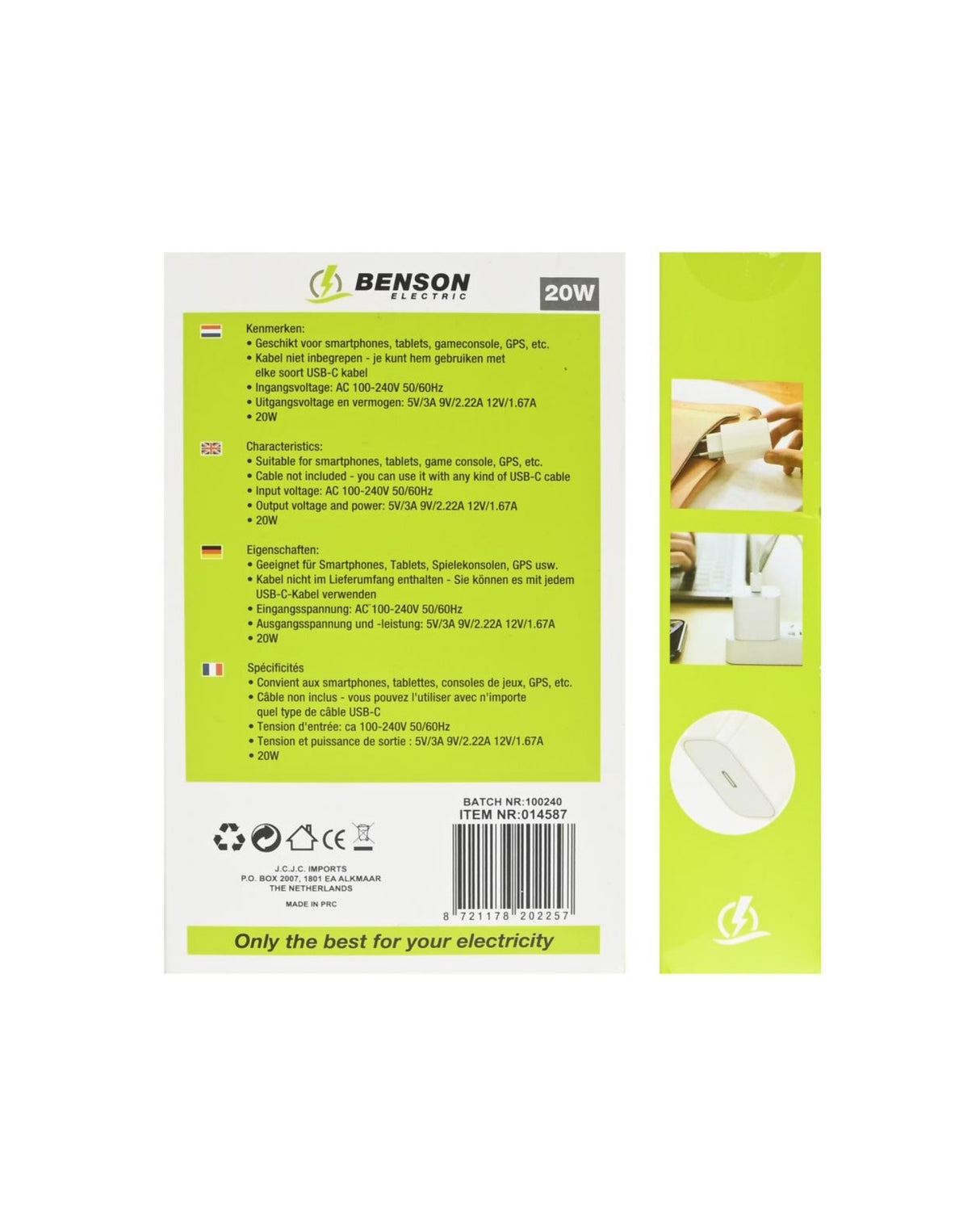 Benson Electric USB-C Oplader 20W