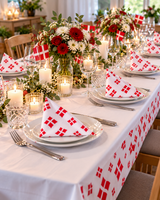 Paper tablecloth 1.20x8m - white with flag