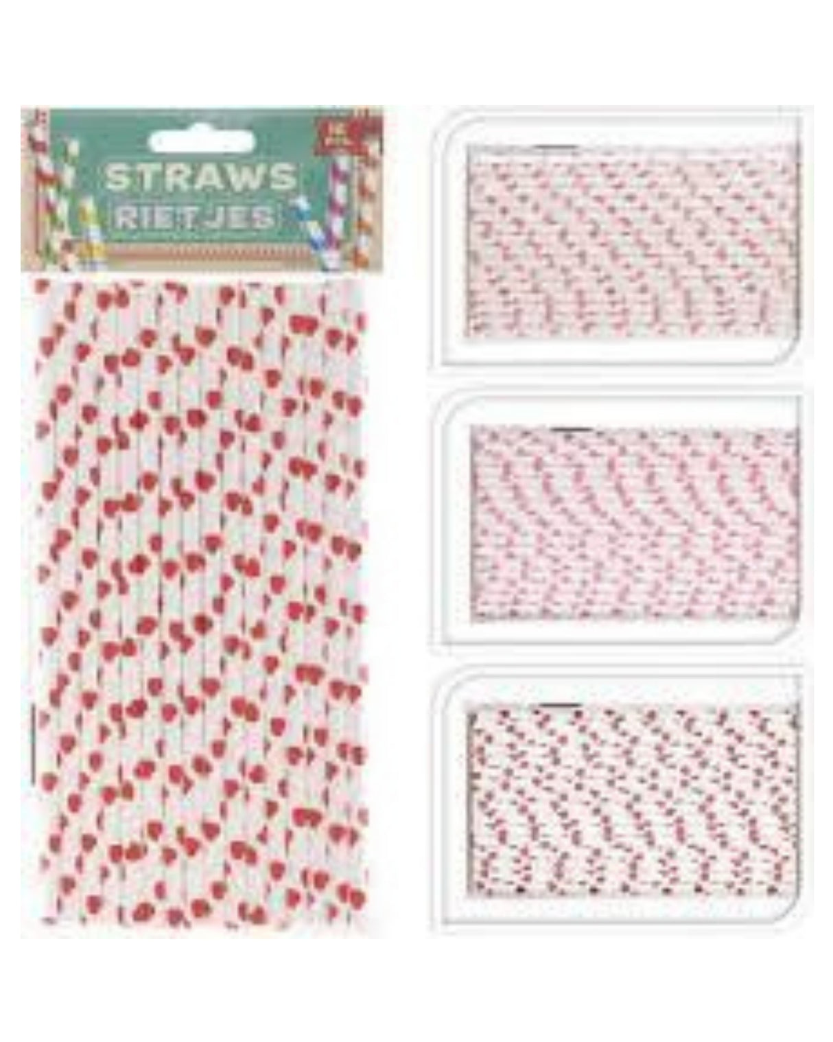 Straws 16 pieces in cardboard with hearts