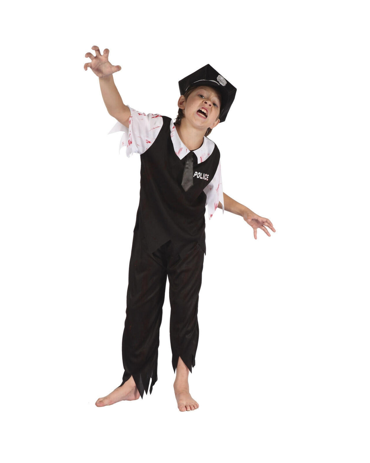 Zombi politi kostume 5/6 år
