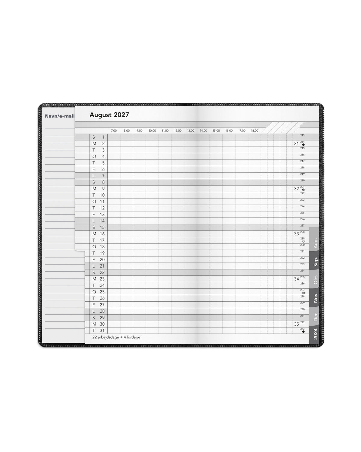 Basis Månedskalender Sort Pp-Plast 2027