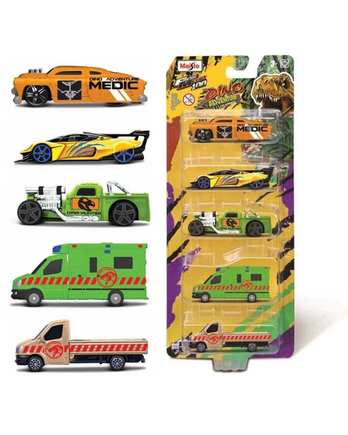 Maisto Dino Adventures 7 cm Vehicles 5 Pack