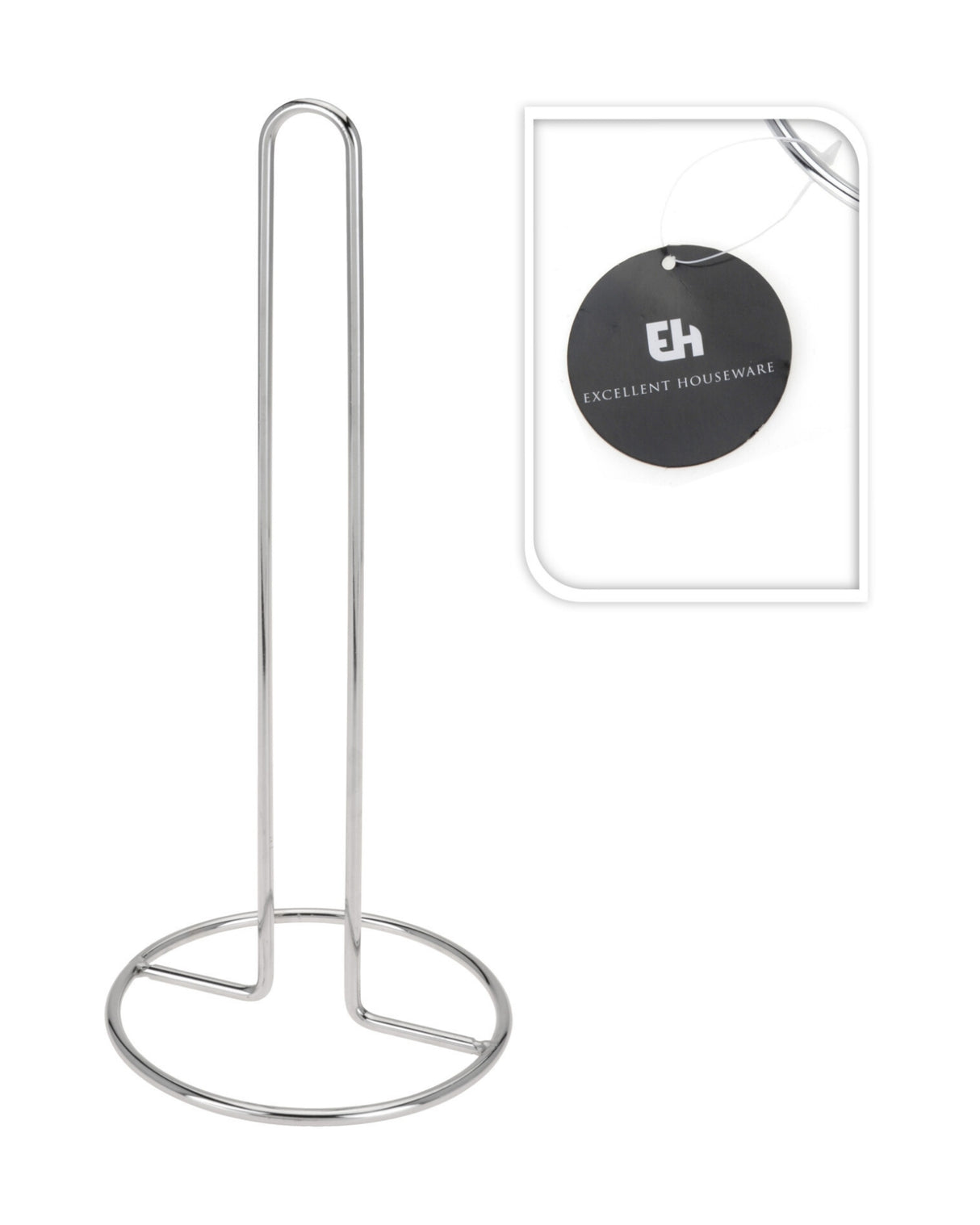 Kitchen roll holder in chromed metal