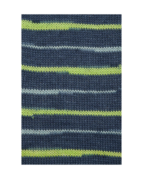 Just Sock Wool 50g - Fv.3 Marine/Lyseblå/Lime  - Fra Mayflower
