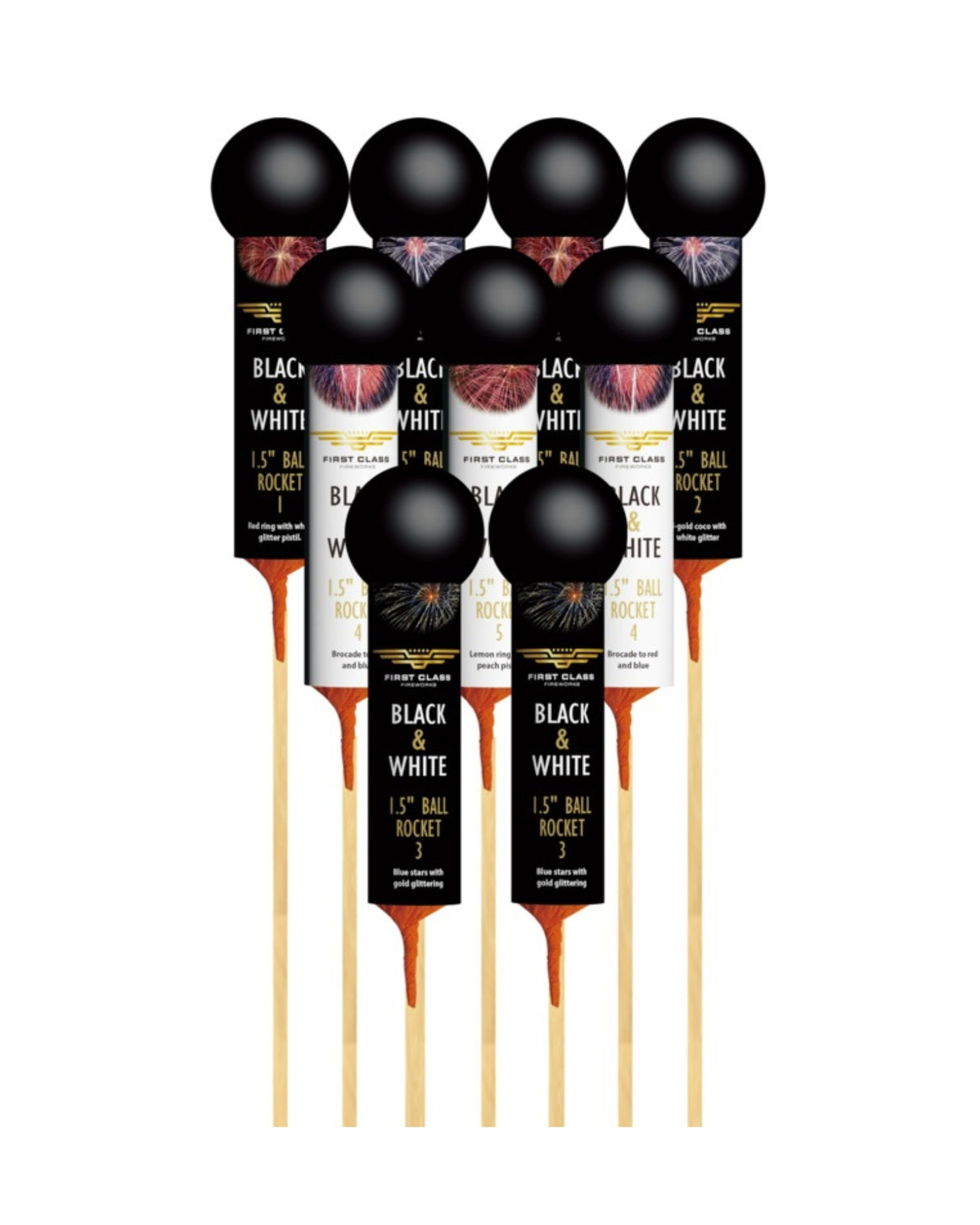 (Nr.155) Kugleraketter 9 stk 1,5"