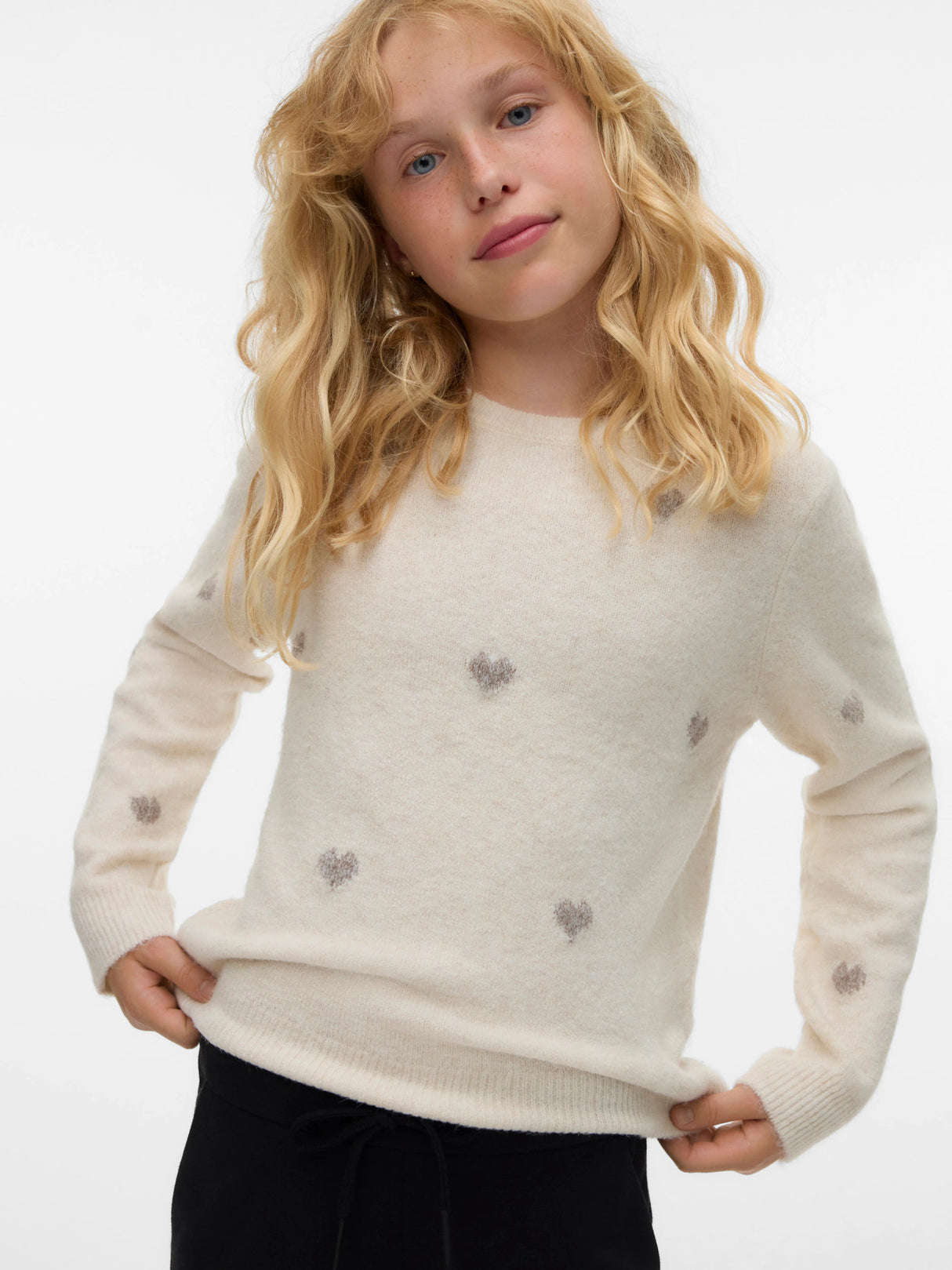 Birch W. MOON ROCK HEARTS Striktrøje fra Vero Moda - 10337561