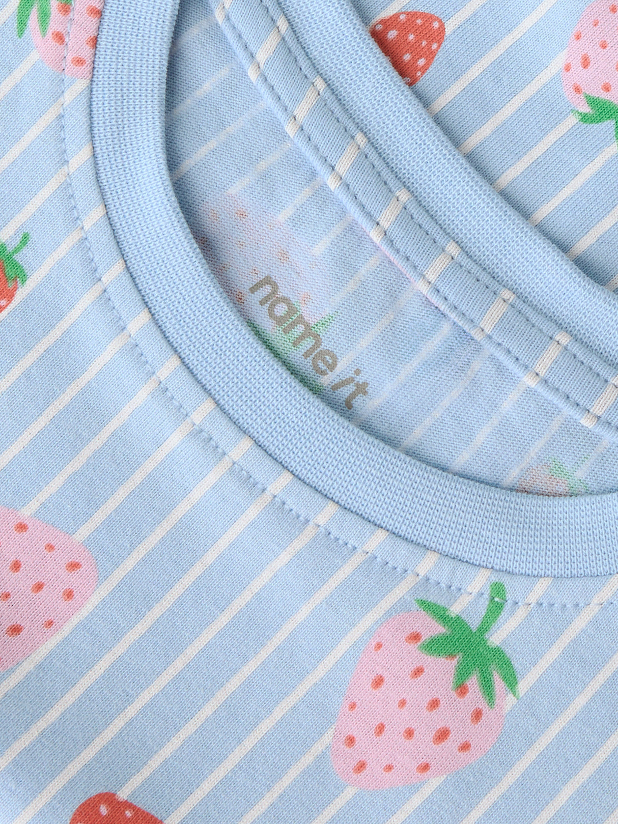 Name it Chambray Blue Striped Strawberry Short dress - 13215107