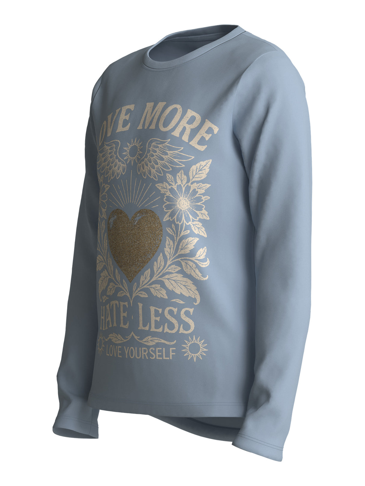 Subdued Blue Love More Bluse fra Name it - 13224952