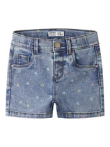 Name it Medium Blue Denim FLOWER Shorts - 13227372