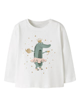 Bright White Dino Princess Bluse fra Name it - 13234705