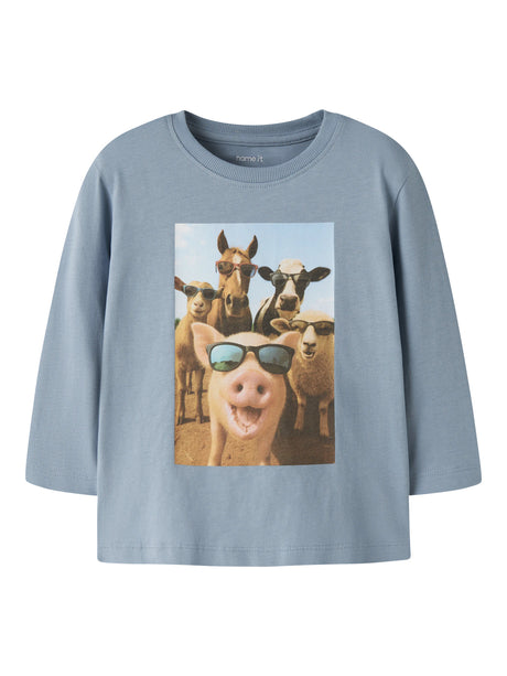 Ashley Blue Farm Animals Bluse fra Name it - 13238400