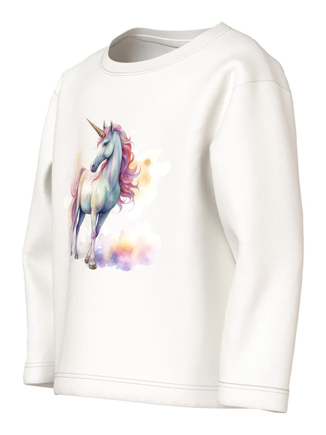 Hvid - Cloud Dancer/Pink Unicorn - Name it - Bluse - Enhjørning - 13238407