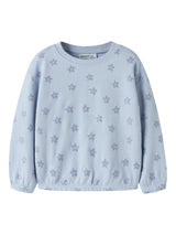 Subdued Blue Glitter Flower Sweatshirt fra Name it - 13246314