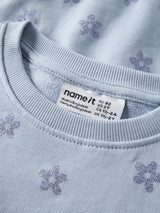 Subdued Blue Glitter Flower Sweatshirt fra Name it - 13246314