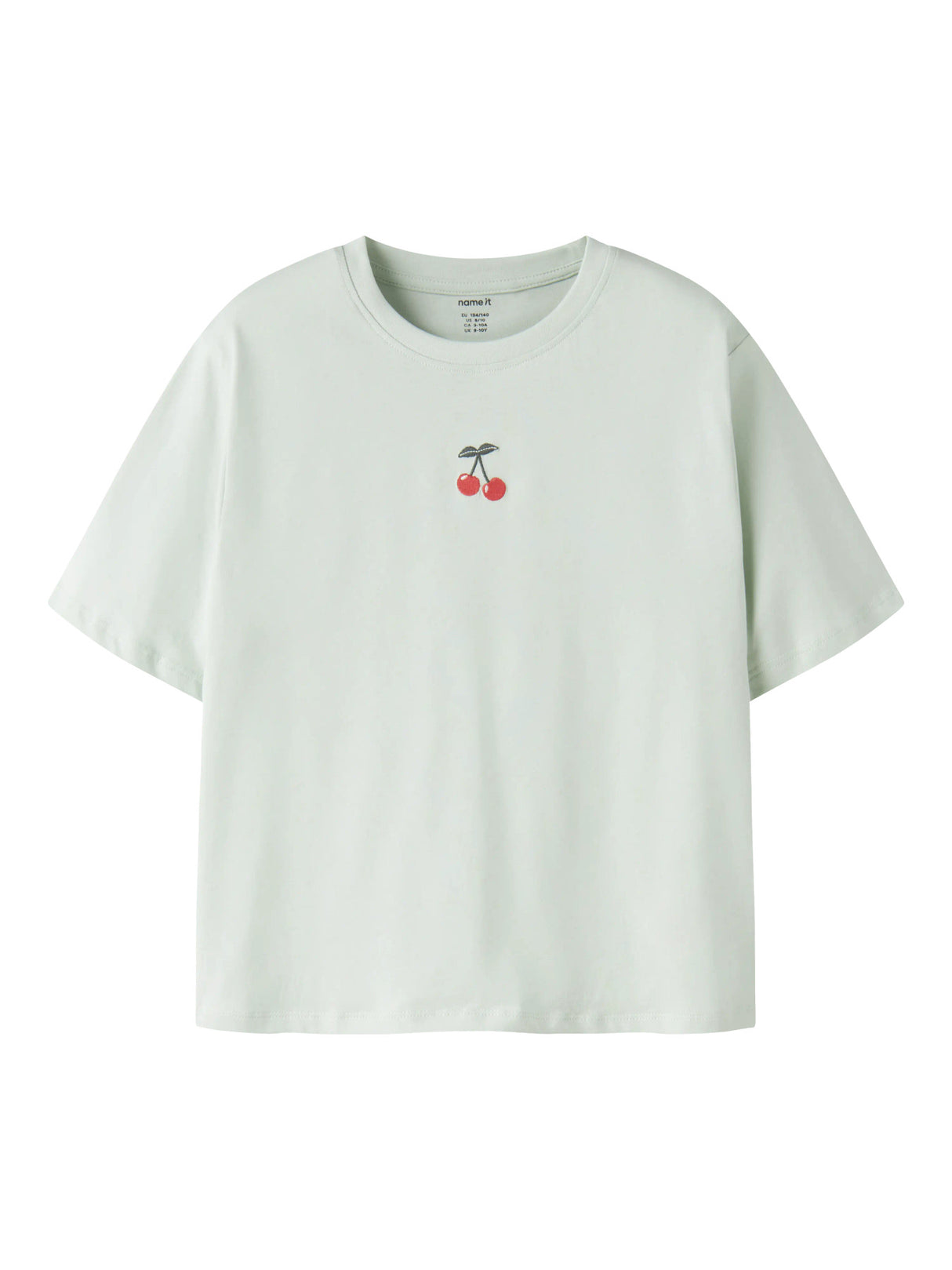 Name it Pale Aqua Cherry Embroidery T-Shirt - 13254882
